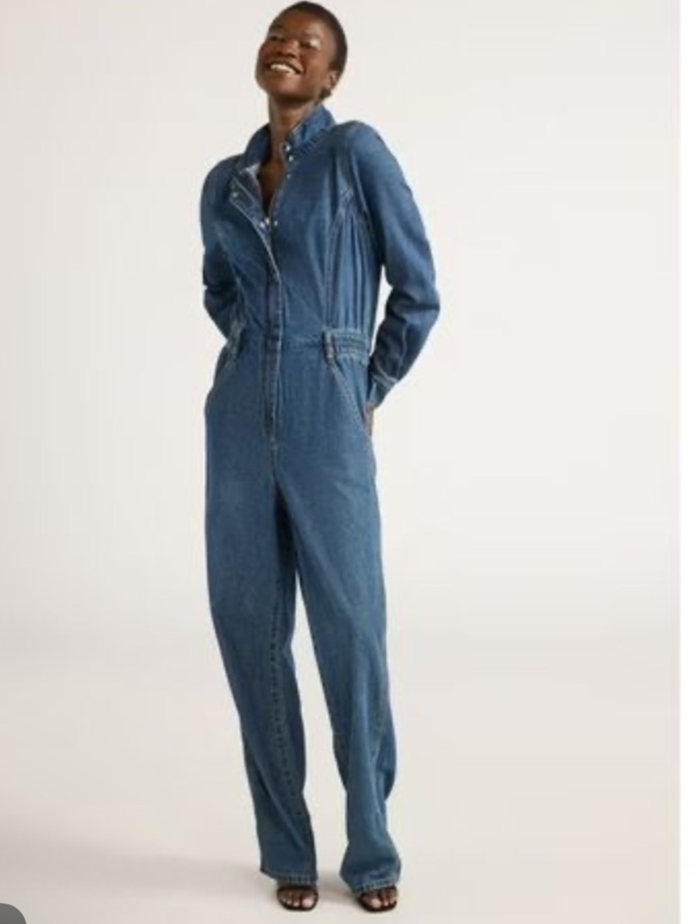 Vintage SCOOP Denim Jumpsuit in Dark Blue